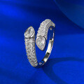 wholesale S925 Silver Style Snake Full Diamond Open Ring for Women, Luxury Fully Diamond Cross-Border AliExpress Edition, Xiaohongshu Live-0-1