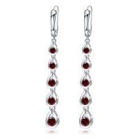 wholesale 925 Silver Blue Topaz Crystal Earrings, Exaggerated Elegance, High-End Statement Drop Earrings with Tassel and Teardrop Design-Tassel drop natural garnet earrings>925 silver