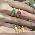 Platinum Vintage-Inspired 15ct Lab-Grown Colored Gemstone Ring-0-0