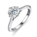 Silver Moissanite Ring, 1 Carat Classic Six-Prong Setting, Hot-Selling for Live Stream-0-2