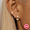 wholesale S925 Sterling Silver Marquise Diamond Inlaid Trendy Ear Cuff and Stud Set-0-3