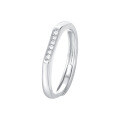 wholesale S925 Sterling Silver Geometric Adjustable Open Ring With Micro-inlaid Zirconia, Minimalist Design For Women-0-5