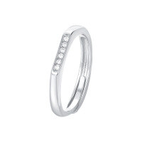 wholesale S925 Sterling Silver Geometric Adjustable Open Ring With Micro-inlaid Zirconia, Minimalist Design For Women-K1975-Silver Opening adjustable