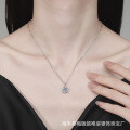 S925 Silver Moissanite Pendant Necklace, New Square Minimalist Collarbone Chain-0-2