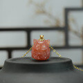 wholesale 18K Gold Vermeil South Red Agate Ancient Chinese Style Necklace Peach Blossom Romance Jewelry Fox Nine-Tailed Fox Pendant Pendant for Women-0-0