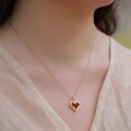 wholesale S925 Sterling Silver Vintage Heart-Shaped Garnet Pendant Choker Necklace for Women, Valentine's Day Gift-0-1