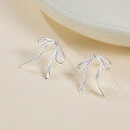wholesale S925 Sterling Silver Korean-style Minimalist Bow Earrings for Women, Elegant and Chic Blogger-Inspired Earrings-0-2