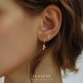 wholesale S925 Sterling Silver Geometric Musical Note Zircon Earrings for Women, Minimalist, Fashionable, and Versatile-0-3