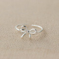 wholesale S925 Sterling Silver Fresh and Sweet Style Niche Design Double-layer Bow Open Ring R02134-0-2