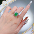 wholesale [925 Silver Plated with High Ice Green Chalcedony 10*12mm Large Cabochon, Elegant Style]-0-3
