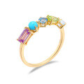 wholesale [Pure Silver] Spring New Limited Edition Ring, Small Topaz Turquoise Olive Mix, Geometric Ring for Women-0-1