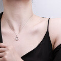 Sterling Silver Full-Zircon White Chalcedony Gourd Necklace-0-1