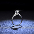 Sterling Silver Moissanite Ring, 1 Carat Six-Prong Setting, Hot-Selling Live Stream Source-0-1