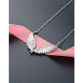 wholesale S925 Sterling Silver Elegant and Luxury Pendant Necklace Set with Diamond Zircon Angel Wing Collarbone Chain for Women-0-3