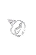 wholesale S925 Silver Two-Piece Set Moissanite Ring with Pear-Shaped Center Stone, Best-Selling Ring Set for Independent Websites, Wholesale-0-6