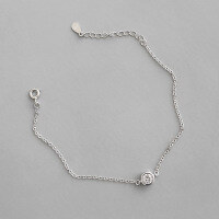 wholesale 925 Sterling Silver Korean Style Minimalist Single Zircon Bracelet, Factory Direct-Platinum 925 silver