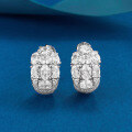 wholesale S925 Silver Plated Three-Row Oval Zircon Ear Studs, European and American Retro Style with a Sense of Design-0-0
