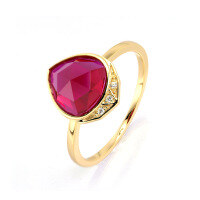 wholesale S925 silver gold-plated natural ruby women's ring, lightweight luxury vintage elegant female hand jewelry source manufacturer wholesale-Natural Red Corundum Vintage Ring Size 6
