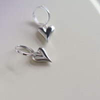 wholesale Sterling Silver S925 Heart-shaped Stud Earrings, 3D Love Heart Korean Style Short Drop Earrings for Women, Exquisite Dangle Earrings-A pair of prices