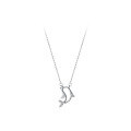 wholesale S925 silver summer cute diamond-inlaid small dolphin hollow-out necklace temperament Korean style women's collarbone chain D8613-0-4