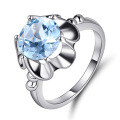 wholesale S925 sterling silver fashion natural topaz ring for women, camellia fresh and sweet natural gemstone ring-0-4