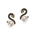 wholesale S925 Sterling Silver European & American New Style Cute Playful Serpent Earrings for Women, Fashionable and Unique with Shell Pearl, Dropshipping-0-5