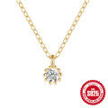 wholesale S925 Sterling Silver Single Diamond Pendant, a versatile and fashionable Korean-style collarbone necklace with unique design and diamond accents-0-0