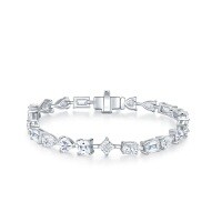 S925 Sterling Silver Tennis Bracelet with New European-American Style Full Pavé Pear Moissanite, Tarnish-Resistant Luxury Jewelry.-L16322 Moissanite 22 beads (19cm)  925 Silver