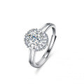 S925 Silver Oval Moissanite Ring 1 Carat Women's Cross-border Jewelry-0-0