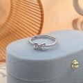 wholesale S925 Sterling Silver Maker Sweet Bow Plain Silver Ring Fashionable High-end Versatile Niche Design Ring for Women Gift-0-5