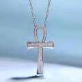 wholesale S925 Silver New European and American Cross Pendant Necklace for Women with High-Carbon Diamonds Layering Collarbone Chain-0-5