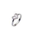 wholesale S925 Sterling Silver Openwork Heart-Shaped Diamond Inlaid Ring for Women, Small and Exquisite Design, Sweet and Elegant, Unique Heart-Shaped Silver Ring-0-4