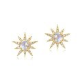 wholesale S925 Sterling Silver New Simple Geometric Star Blue Moonlight Stud Earrings Fashion Trendy Full Zircon Earrings for Women Wholesale from Manufacturer-0-4