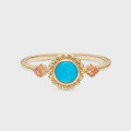 wholesale S925 Silver Plated 14K Gold Geometric Circular Turquoise Ring, Minimalist Niche Retro Style-0-5