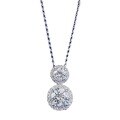 wholesale S925 Silver New Double Star Pendant Necklace with 6-8mm Round White Diamonds, a Versatile and Fashionable Item-0-4