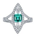 wholesale 925 silver ring with a stunning 6*6 natural cut pagoda-shaped paraiba tourmaline in an eye-catching-0-4