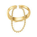 wholesale S925 Sterling Silver Trendy Minimalist Chain Plated Gold Open Adjustable Ring Unisex Couple Bands-0-0