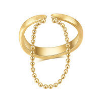 wholesale S925 Sterling Silver Trendy Minimalist Chain Plated Gold Open Adjustable Ring Unisex Couple Bands-Gold ring Adjustable opening