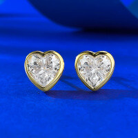 wholesale S925 silver jewelry, 7*7mm heart-shaped earrings, classic fashion piece for AliExpress cross-border sales-E616 Gold Heart-Shaped Earrings>925 Silver