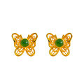 wholesale 925 Silver Gold Filigree Hetian Jade Butterfly Earrings, New Chinese Palace Style Jade Ear Accessories-0-4