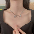 wholesale S925 Sterling Silver Internet-Famous Short Diamond-Encrusted Star Necklace Bracelet Elegant and Luxurious Design Collarbone Chain-0-0