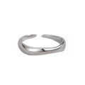 wholesale S925 Sterling Silver Irregular Wave Pattern Open Adjustable Ring-0-6