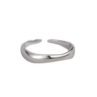 wholesale S925 Sterling Silver Irregular Wave Pattern Open Adjustable Ring-Silver Adjustable opening