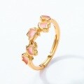 wholesale 925 Silver Gold-Plated Spring New Lilac Flower Pink Empty Window Enamel Small Floral Design Ring for Women-0-4
