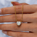 14K Gold Plated 925 Silver Moissanite Heart Pendant Necklace for Women, Cross-Border Supply-0-1