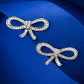 wholesale S925 Sterling Silver Bow Earrings for Women, Minimalist and Petite French-inspired Chic Ear Accessories-0-3