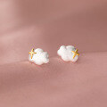 wholesale 925 Silver Nalan Star and White Cloud Ear Studs, Japanese and Korean Style Cute and Sweet Gift for Women's Ear Jewelry M01854-0-2