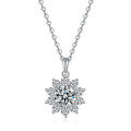 S925 Silver Pendant with 05ct Moissanite Necklace, Classic Round Snowflake Design for Women, Drop Shipping-0-3