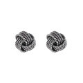 wholesale Sterling Silver S9225 Vintage Aged Geometric Woven Twist Stud Earrings, Ins Exquisite and Versatile Women's Earrings-0-5