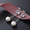wholesale 925 Sterling Silver Minimalist Fresh Synthetic Pearl Earrings Korean Bow Pearl Stud Earrings for Women-0-2